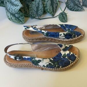 Women's Blue Floral Slingback Gaimo Espadrille Sandals